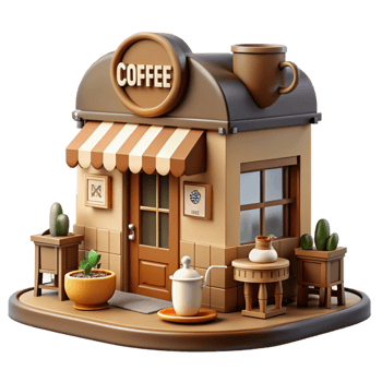 magnificent contemporary Charming 3D Coffee Shop Illustration high quality png