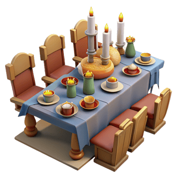 beautiful contemporary 3D Render Medieval Dinner Table Setting genuine png