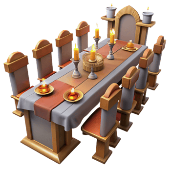 impressive modern Medieval Dinner Table 3D Render professional png