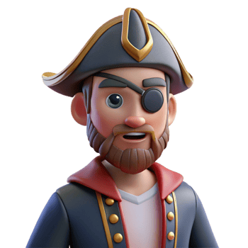 stunning classic 3D Cartoon Pirate Captain Illustration premium png