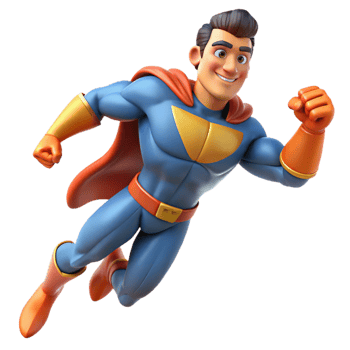 3D Superhero Illustration A Dynamic Flying Pose png