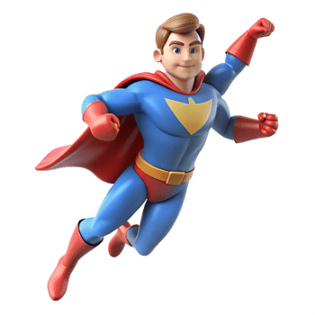 vibrant artistic Flying Superhero 3D Cartoon Illustration genuine png