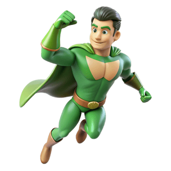 magnificent minimalist Green Superhero 3D Render professional png