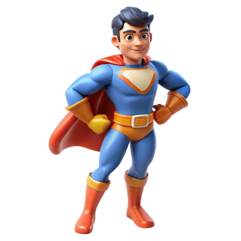 impressive vintage 3D Cartoon Superhero Illustration premium png