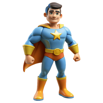 wonderful rustic 3D Cartoon Superhero Illustration detailed png