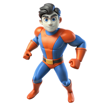 dramatic vintage 3D Cartoon Superhero Illustration professional png