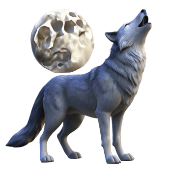 magnificent creative 3D Render Wolf Howling at Moon high quality png