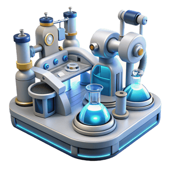 serene creative Futuristic Lab 3D Illustration exclusive png