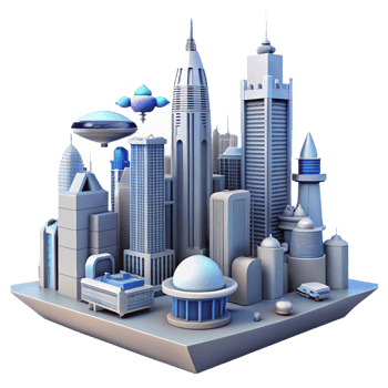 beautiful creative Futuristic Cityscape 3D Illustration 4K png