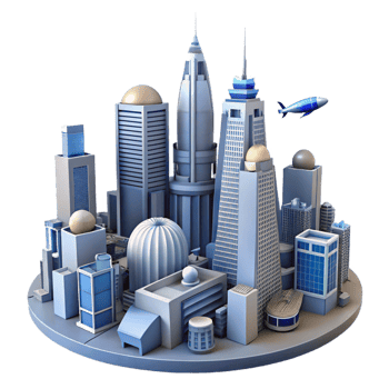 wonderful contemporary Futuristic Cityscape 3D Illustration premium png