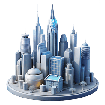serene modern Futuristic Cityscape 3D Illustration detailed png
