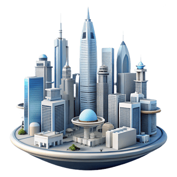 elegant rustic 3D Cityscape Illustration genuine png