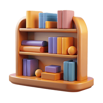 vibrant rustic 3D Render Colorful Bookshelf Illustration exclusive png