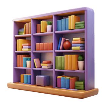 wonderful minimalist Colorful 3D Bookcase Illustration authentic png