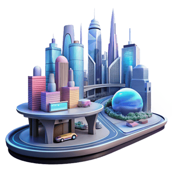 wonderful creative Futuristic Cityscape 3D Illustration detailed png