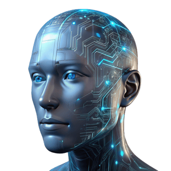 wonderful classic A transparent human head filled with swirling digital data, glowing circuit patterns visible on the skin, cyberpunk, dark and moody lighting exclusive png