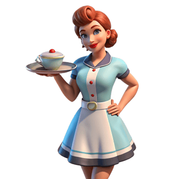 stunning vintage Retro Diner Waitress 3D Render exclusive png