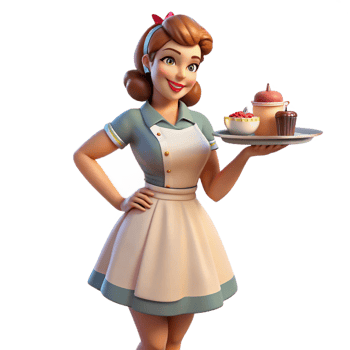dramatic rustic Retro Diner Waitress 3D Render high resolution png