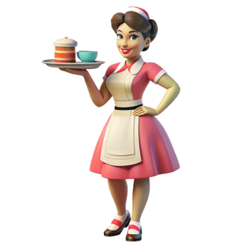 wonderful contemporary Smiling Waitress 3D Render original png