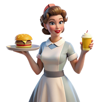extraordinary artistic Retro Diner Waitress 3D Render 4K png