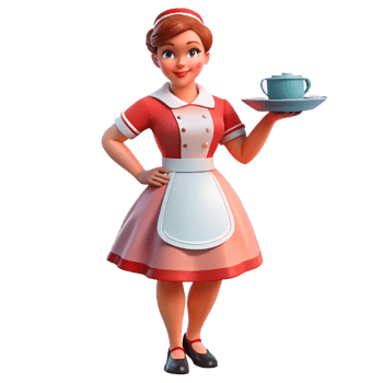 vibrant artistic Retro Diner Waitress 3D Illustration genuine png