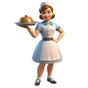 beautiful artistic Smiling Waitress 3D Render 4K png