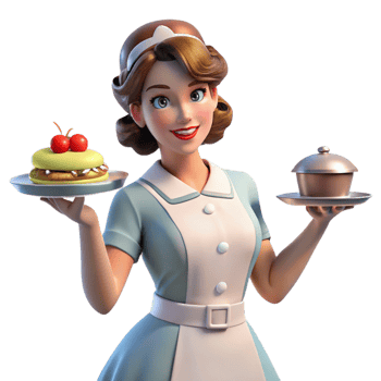 elegant rustic Retro Diner Waitress 3D Render high quality png