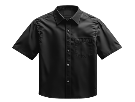Black short sleeve shirt with pocket, suitable for casual wear or work png