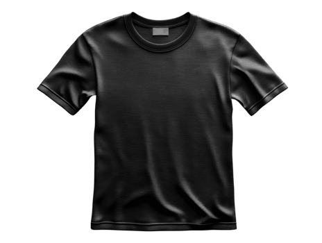 Black short sleeve t shirt with smooth texture and classic design. Ideal for casual wear png