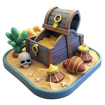 stunning rustic 3D Treasure Chest Illustration genuine png