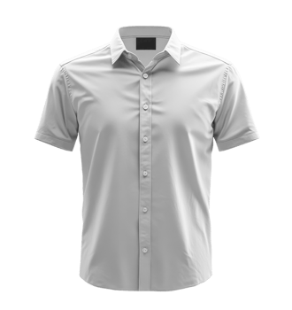 plain white short sleeve shirt with button up design, perfect for casual or formal wear png