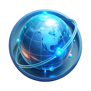 vibrant traditional A transparent holographic projection of the Earth rotating, continents outlined in glowing lines, futuristic data interface elements, cool blue lighting authentic png