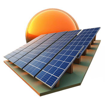 magnificent minimalist A field of solar panels stretching towards the horizon, reflecting the setting sun, warm colors, photorealistic style authentic png