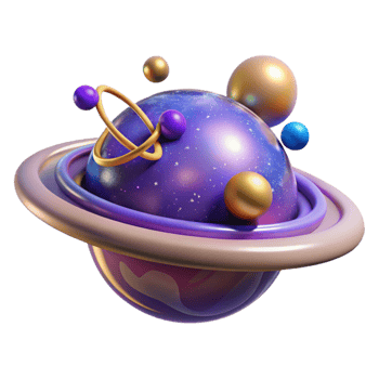 beautiful vintage Cosmic 3D Planet Illustration original png