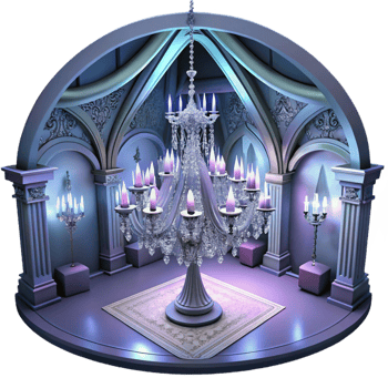 impressive artistic Grand Crystal Chandelier 3D Render professional png