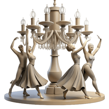 extraordinary classic Elegant 3D Render Dancers and Chandelier professional png