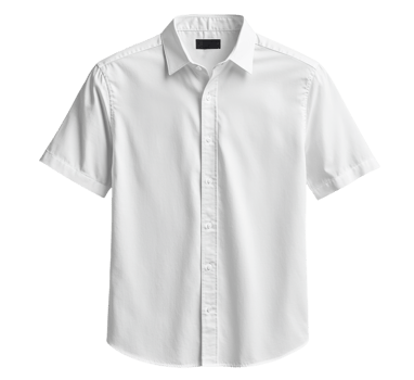 classic white short sleeve shirt made from soft fabric, perfect for casual or formal occasions png