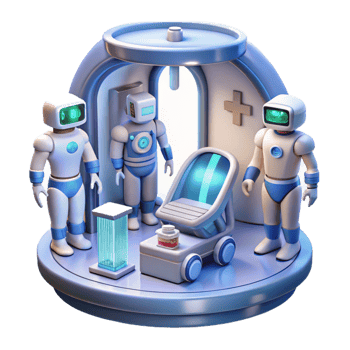 vibrant rustic 3D Render Futuristic Robot Nursery exclusive png