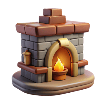 vibrant contemporary Cozy 3D Fireplace Illustration authentic png