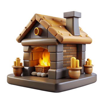 impressive contemporary Cozy 3D Fireplace House Illustration genuine png