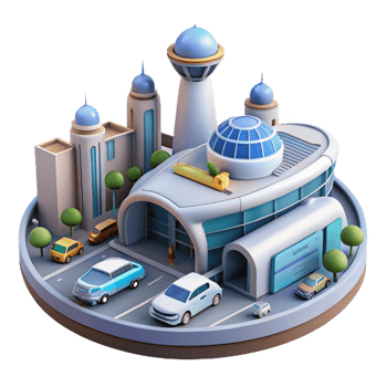 serene abstract Futuristic City Center 3D Illustration detailed png