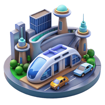 magnificent classic Futuristic Cityscape 3D Illustration 4K png