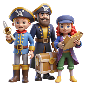 impressive traditional 3D Cartoon Pirate Crew Illustration original png