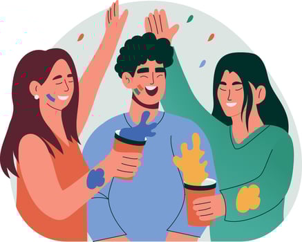 People enjoying holi festival, flat style illustration vector