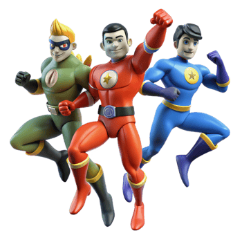stunning rustic 3D Cartoon Superheroes Illustration professional png