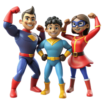 elegant minimalist Superhero Kids 3D Illustration 4K png