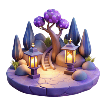 elegant minimalist Enchanted 3D Garden Illustration high resolution png