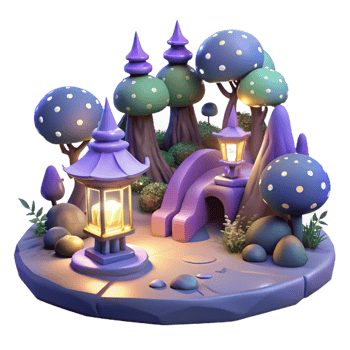 stunning minimalist Enchanted 3D Forest Scene authentic png