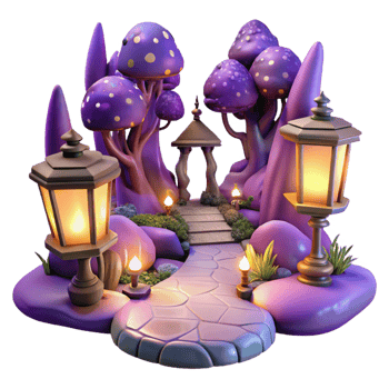 vibrant rustic Enchanted Mushroom Forest 3D Illustration high quality png