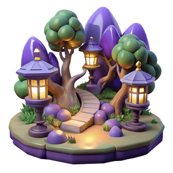 dramatic traditional Enchanted 3D Garden Illustration detailed png